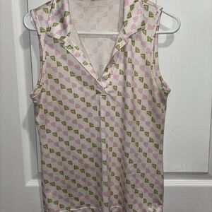 Tory Sport Pink and Green Geometric Top